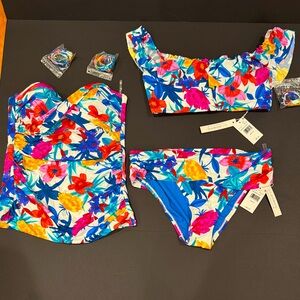 Bleu Rod Ladies Beattie Multicolor Floral Bikini (3) piece set .